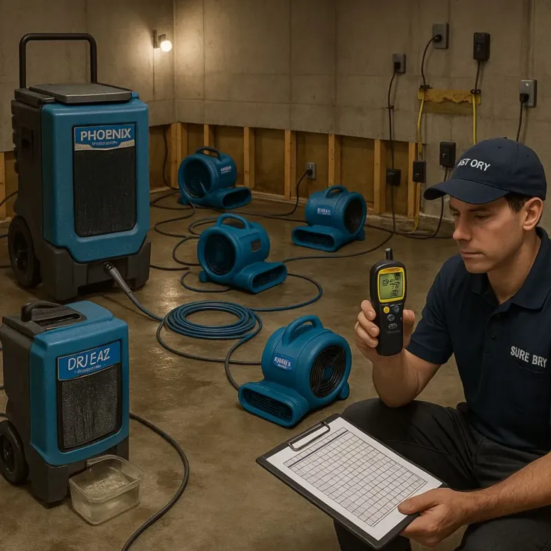 Structural Drying and Dehumidification process in San Rafael, CA